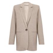 D.Exterior Grå Vertikal Rand Blazer Kvinnor Gray, Dam