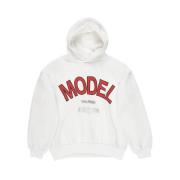 Philippe Model Grafisk Tryck Hoodie i Vit Bomull White, Herr