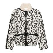 Isabel Marant Beige Noir Jacquard Jacka med Dragkedja Multicolor, Herr