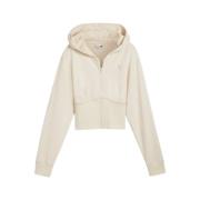 Puma Cropped Hoodie Zip-Throughs White, Dam