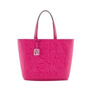 Armani Exchange Fuchsia Läder Shopper Väska Pink, Dam