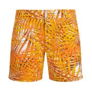 Vilebrequin Korta Palm Leaves Stretch Badshorts med platt midja för mä...