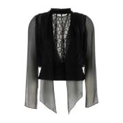 Alberta Ferretti Elegant Svart Chiffong Blus Black, Dam