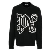 Palm Angels Monogram Sweater Black, Herr