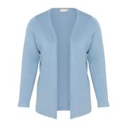 Kaffe Curve Öppen Front Cardigan Faded Denim Blue, Dam