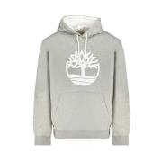 Timberland Grå Bomull Huvtröja Sweatshirt med Logo Print Gray, Herr