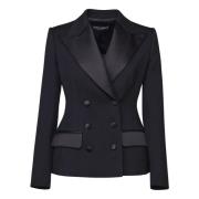 Dolce & Gabbana Svart Tuxedo Jacka Peak Revers Black, Dam