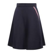 Thom Browne Flare Stickad Kjol med Randdetaljer Blue, Dam