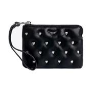 Zadig & Voltaire Mini Uma Clutch Pouch med hjärtformade nitar Black, D...