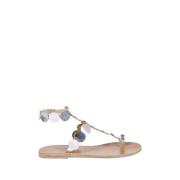 Ancient Greek Sandals Silver Flat Sandal Gray, Dam