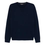 Michael Kors Stickad tröja, Midnight Merino Crew, med broderier Blue, ...