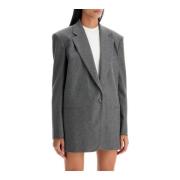 Andamane Oversized Ylleflanell Blazer Gray, Dam