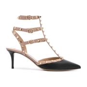 Valentino Garavani Svarta Läder Rockstud Pumps Black, Dam