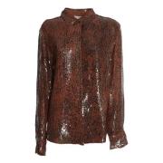 Dries Van Noten Paljett Kakao Skjorta Aw24 Brown, Dam