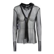 Philosophy di Lorenzo Serafini Svart Blus med Rynkkrage Black, Dam