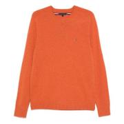 Tommy Hilfiger Heather Lambswool Crew Neck Sweater Orange, Herr