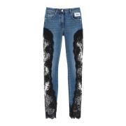 Dolce & Gabbana Slim Fit Jeans med Spetsinsatser Blue, Dam