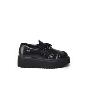 Love Moschino Svarta lädersneakers med gummiklack Black, Dam