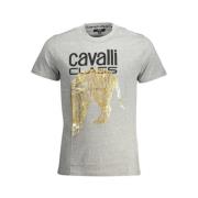 Cavalli Class Grå Bomull Tryckt Logotyp T-shirt Gray, Herr