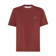 Brunello Cucinelli Röd Bomull Jersey Logo Print T-shirt Red, Herr