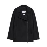 Max Mara Svart Ull Caban Kappa Black, Dam