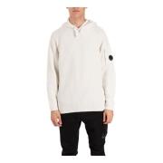 C.P. Company Velourhoodie med ribbade detaljer White, Herr