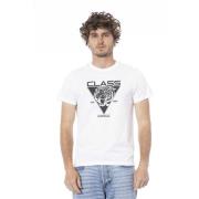 Cavalli Class Enfärgad T-shirt med Logotyptryck White, Herr