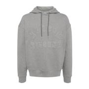 Maison Kitsuné Broderad Logotyp Grå Tröja Hoodie Gray, Herr