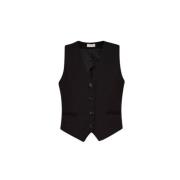 Liu Jo Elegant Dandy Väst Svart Polyester Viskos Black, Dam