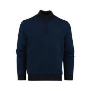 Hugo Boss Blå Ull Half-Zip Tröja Blue, Herr