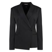 Hugo Boss Ull Dubbelknäppt Blazer Black, Dam