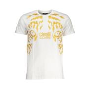 Cavalli Class Tryck Logo Kortärmad Bomull T-shirt White, Herr