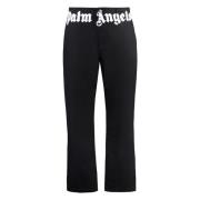 Palm Angels Logo Print Bomull Byxor Black, Herr