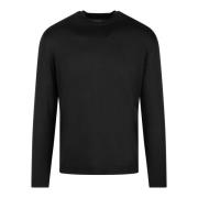 Low Brand Merinoull Crew Neck Sweater Black, Herr