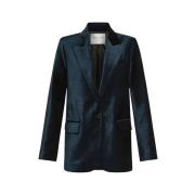 Forte Forte Blå Sammet Deconstructed Blazer Blue, Dam