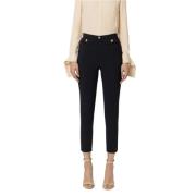 Elisabetta Franchi Logo Rivet Stretch Crepe Ankellånga Byxor Black, Da...