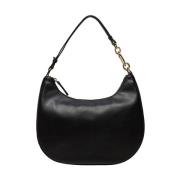 Twinset Svart Hobo Media Handväska med Guld Metall Detaljer Black, Dam