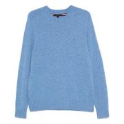 Tommy Hilfiger Blå Lambswool Crew Neck Tröja Blue, Herr