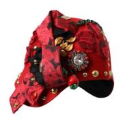 Dolce & Gabbana Kristalldekorerad ull Cloche Hatt Red, Dam