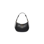 Pinko Mini Half Moon Axelväska Love Birds Black, Dam