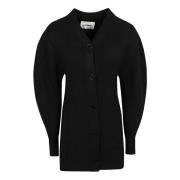 Jil Sander Svart Lång V-ringad Kofta Black, Dam