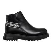 Love Moschino Ankelboots med dragkedja och enfärgat mönster Black, Dam