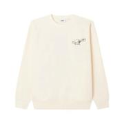 Obey Hund Doodle Crew Fleece Sweatshirt Beige, Herr