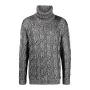 Saint Laurent Räfflad Turtleneck Tröja Gray, Herr