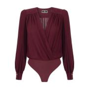 Elisabetta Franchi Georgette Långärmad Korsad Blus Red, Dam