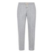 Boggi Milano Stadbyxor i Pinstripe Flanell Gray, Herr