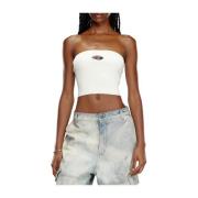 Diesel Vit Modern Ribbed Top White, Dam