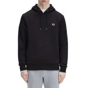 Fred Perry Svart huvtröja med tippade muddar Black, Herr