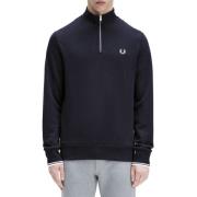 Fred Perry Blå Halv Zip Tröja Bomull Regular Blue, Herr