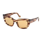 Tom Ford Dam Cat-Eye Solglasögon Gul Havana Brown, Dam